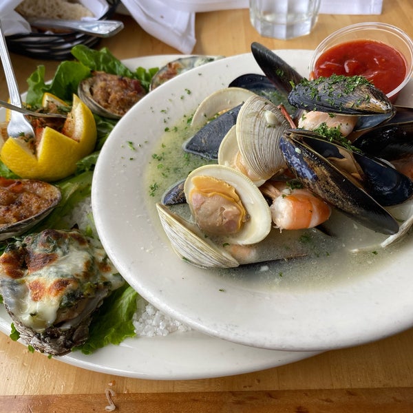 There’s a nice view of the marina. Go al fresco. The seafood is a must. The appetizer sampler is good for a meal for one.