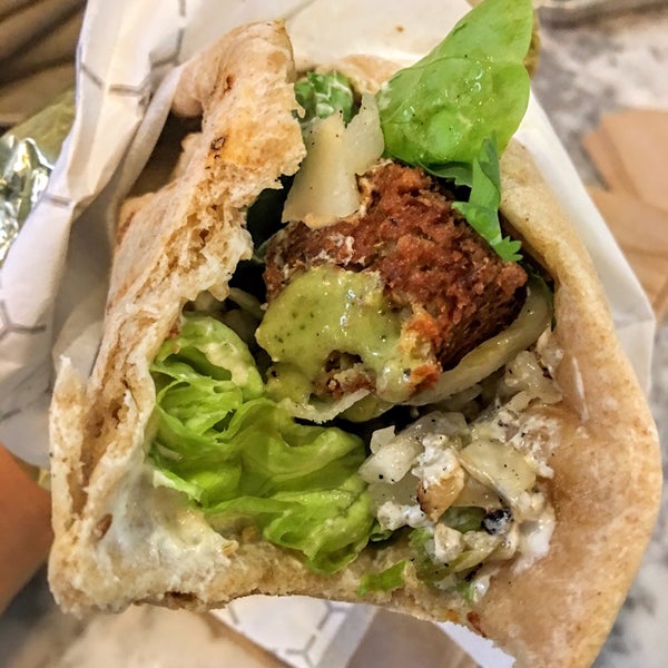 Great vegetarian option. The green falafel wrap is a great sandwich, I love the pickled fennel. There is a counter but it can get packed.