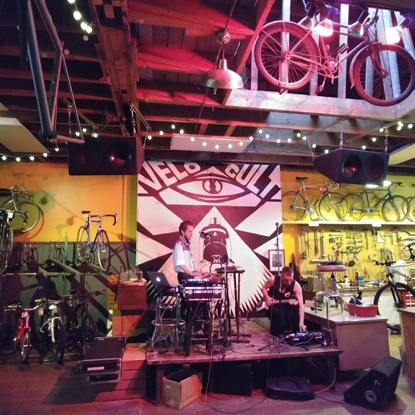 Photo taken at Velo Cult Bicycle Shop &amp; Bar by Phil D. on 6/3/2017