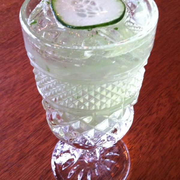 Gin & Tonic of the month for March: Aviation Gin with muddled cucumber and cilantro topped with Fever Tree tonic.