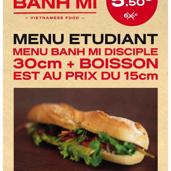 en 2012, Maitre Banh Mi lance un menu étudiant: le 30cm au prix du 15cm! #wow