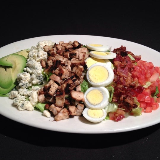 The cob salad is amazing!! They use the original 1937 brown derby recipe. grilled chicken, sliced avocado, bleu cheese crumbles, chopped peppered bacon, tomatoes, and sliced egg. Yummm