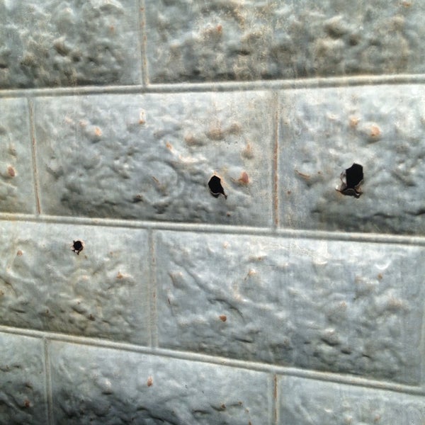 Bullet holes still in the walls from a gun fight in the early 1900's. lots of history here!
