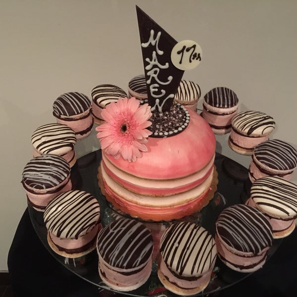 Here at The Bird & Bread Restaurant owned by my good friend John Jonna, celebrating a birthday. Check out the Strawberry Macaroon Birthday Cake I made for tonight's honoree!