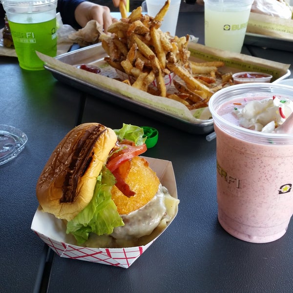 Amazing quality burgers!  Recommend a double bacon cheeseburger with BBQ sauce and an onion ring.  The parmesan herb fries and red velvet milkshake were very satisfying as well!