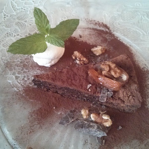 Raw vegan chocolate-fruit cake. It is delicious!