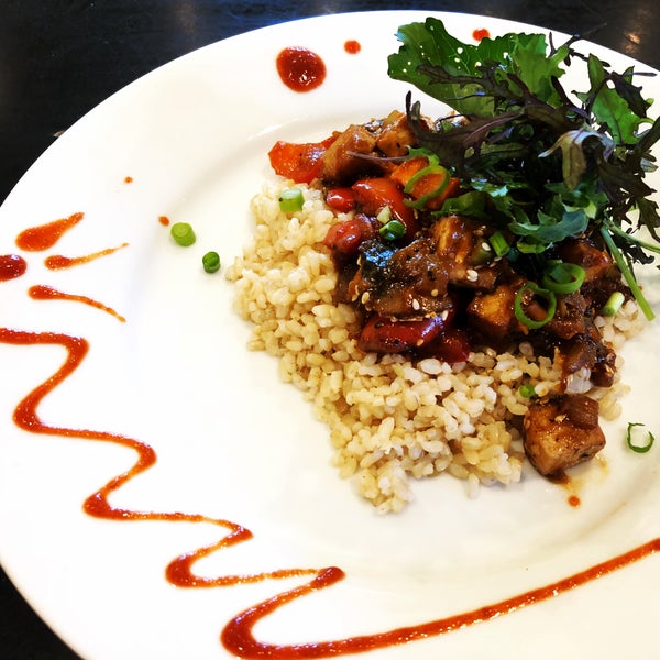 General Tso's Tofu over Brown Rice! Hot Lunch Entree days (Wednesday and Friday) are the best!