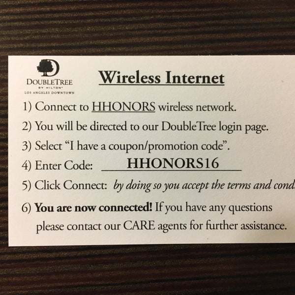 Free wifi with code "hhonors16"