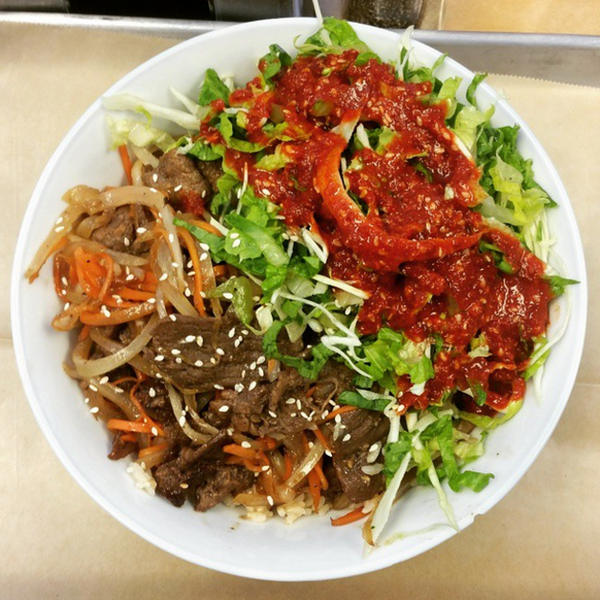 The spicy pork or bulgogi bowl