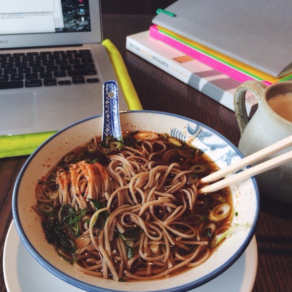 A great place to work on a chilly day with warm chai and soba.