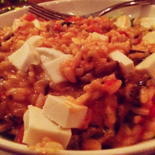 This eggplant, tomato, pesto and fresh mozzarella risotto is one of the best things I've ever eaten.