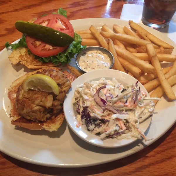 Maryland Crab Cake Sandwich is amazing! Chicken Cobb Salad is also great; evenly mixed dressing and fresh veggies.