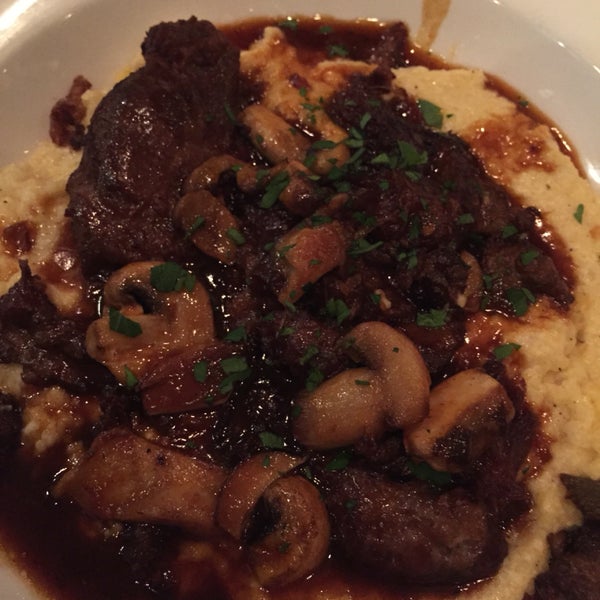 The braised pork cheek with polenta and mushrooms. Oh. My. Do it.