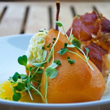 If you're in Napa this weekend, head to City Winery for brunch. Just debuted for Saturdays and Sundays, try the saffron poached pear with sheep milk ricotta, tiny arugula and prosciutto crisp.