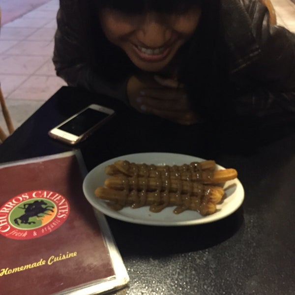 Awesome churros. Get two orders, one with chocolate caliente and one with dulce de leche.