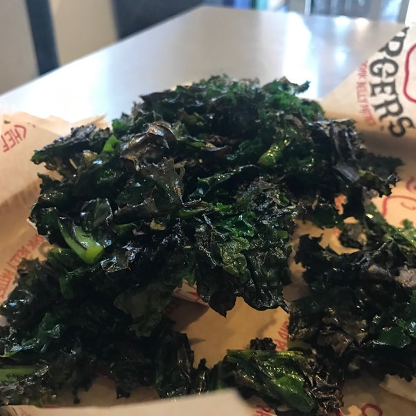 Roasted kale is nicely charred and has just the right amount of residual oil from the cooking. Came out hot and was a great deal at $4. It would benefit from more salt and pepper and/or garlic.