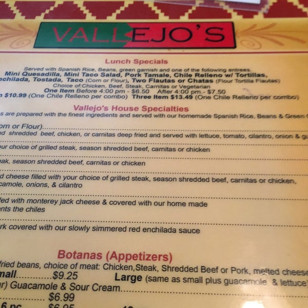 Vallejo's Restaurant Mexican Restaurant in Sacramento