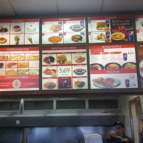 Menu for outlet pollo tropical