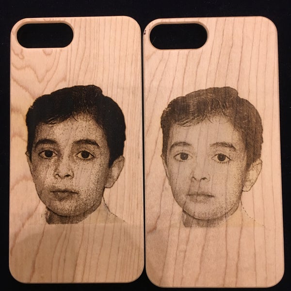 iPhone 7 Plus Maple Wood Case Picture Engraving. Single and Double times.