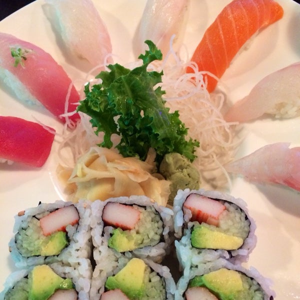 Sushi regular-7 nigiri, 1 California roll & soup or salad $11. Standard but nicer setting than your average cheap sushi spot.