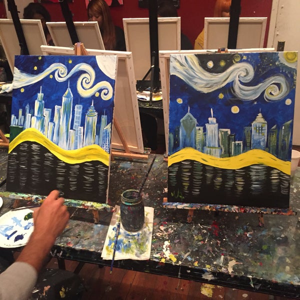 Photo taken at Paint &amp; Sip Studio New York by Eshrefe S. on 10/9/2016