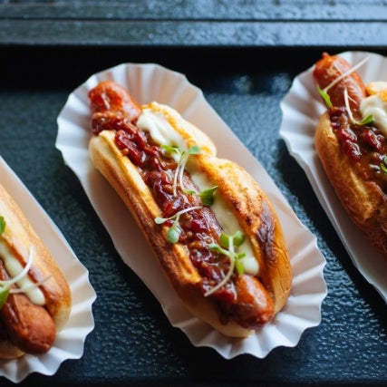 During the summer, they open up a weekend window to serve Basque-style hot dogs made with chistorra sausage (pork with paprika) on a potato roll, topped with aioli and piqullo mostardo.