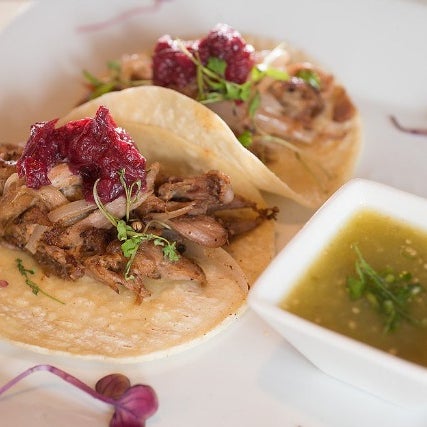 New UES restaurant is a fusion of Mexican & French cuisines. Try the taco stuffed with slow-cooked duck leg, sweet onions & apples, rich queso fundido with chorizo, and the table-side quacamole.