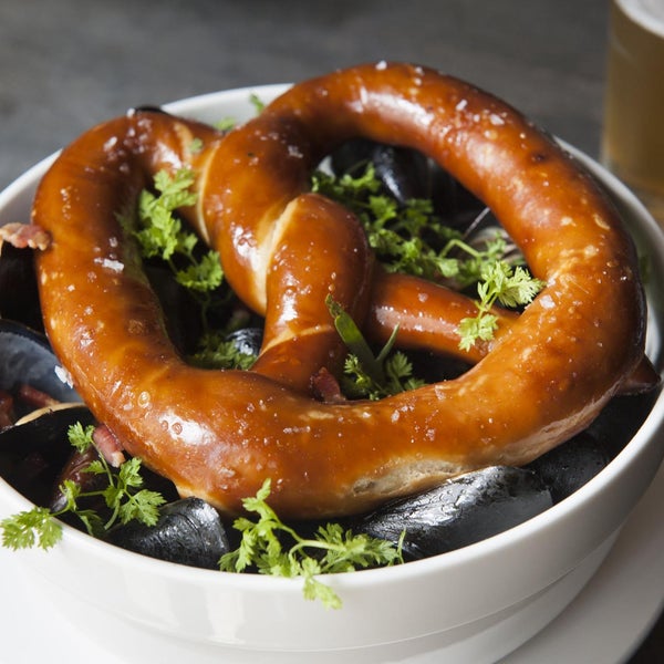 Try the Beer Mussels, with smoked bacon and topped with a huge, whole pretzel from Sigmund's for sopping up the broth.