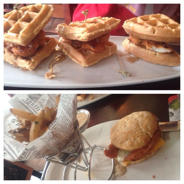 Chicken and waffles, chicken and biscuit w| Truffle fries 😍