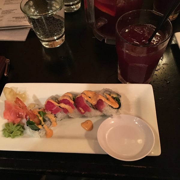 The sushi is fabulous! Go during happy hour and get a sangria pitcher!