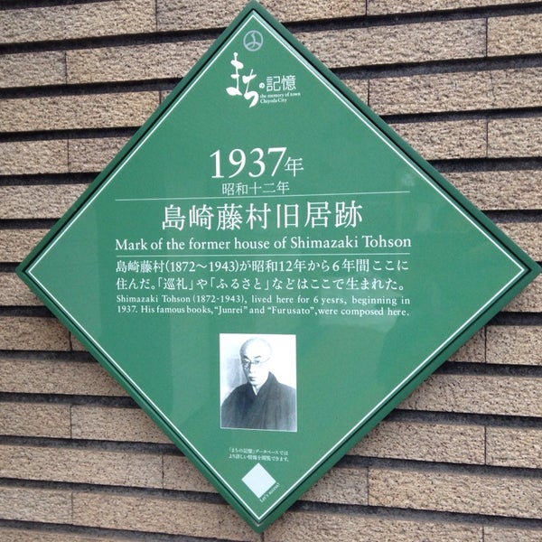 島崎藤村旧居跡 千代田区の史跡