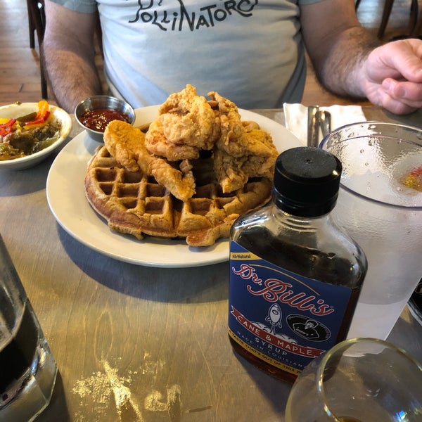 Breakfast was excellent - chicken and sweet potato waffle, etouffee covered crab cake
