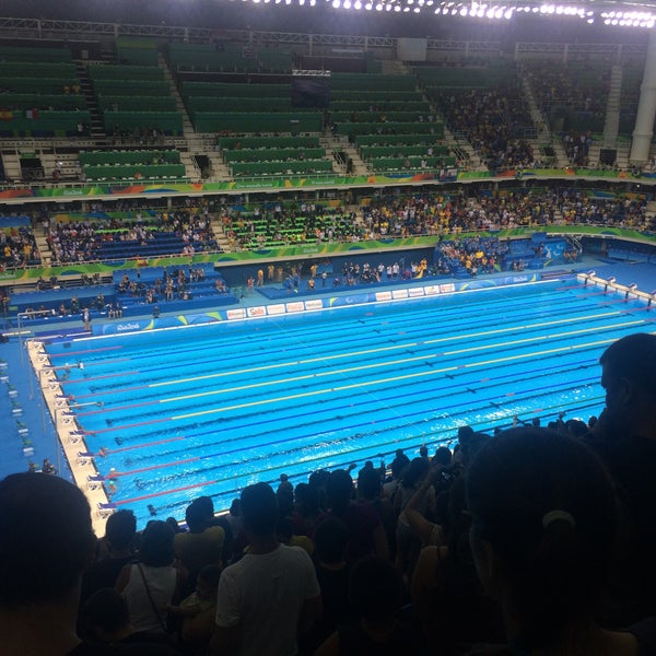 Photo taken at Olympic Aquatics Stadium by Renata R. on 9/12/2016