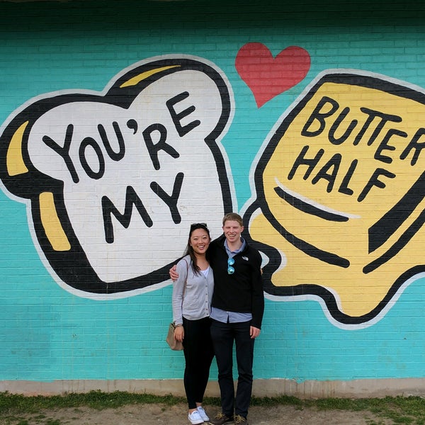 Photo taken at You&#39;re My Butter Half (2013) mural by John Rockwell and the Creative Suitcase team by Kate F. on 2/10/2017