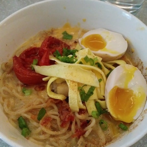 Try the breakfast ramen if you're looking for something new, only available for brunch on the weekends. It's a heavier ramen in a cheddar sauce with bacon and egg slices.