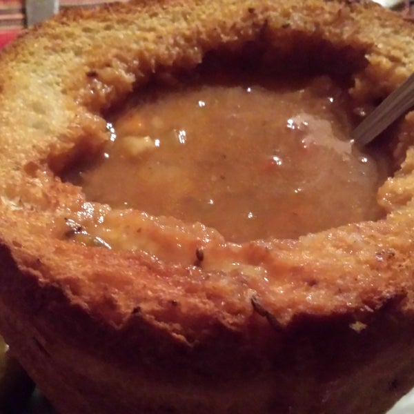 Goulash in the bread bowl is the way to go!