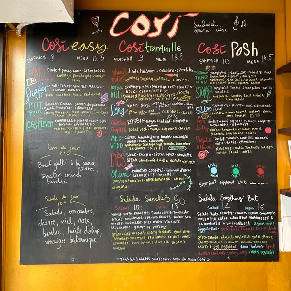 Cosi menu outlet