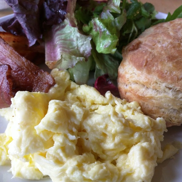 Delicious breakfast menu! Get the extra buttermilk biscuit, tastes great with the marionberry jam they give you.