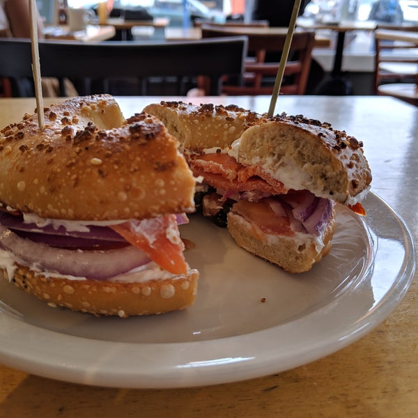 Lox bagel is good but I forgot to ask for it not toasted and it comes by default toasted so the bagel was too crispy for my gums.