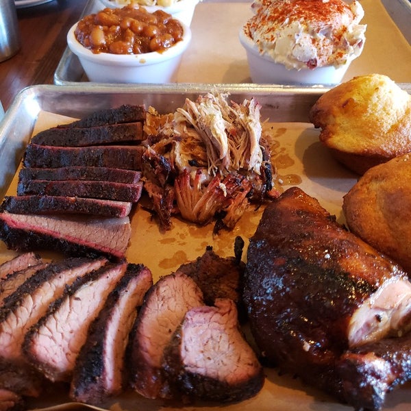 Tri-tip, brisket, potato salad are great. Do NOT get mac & Cheese