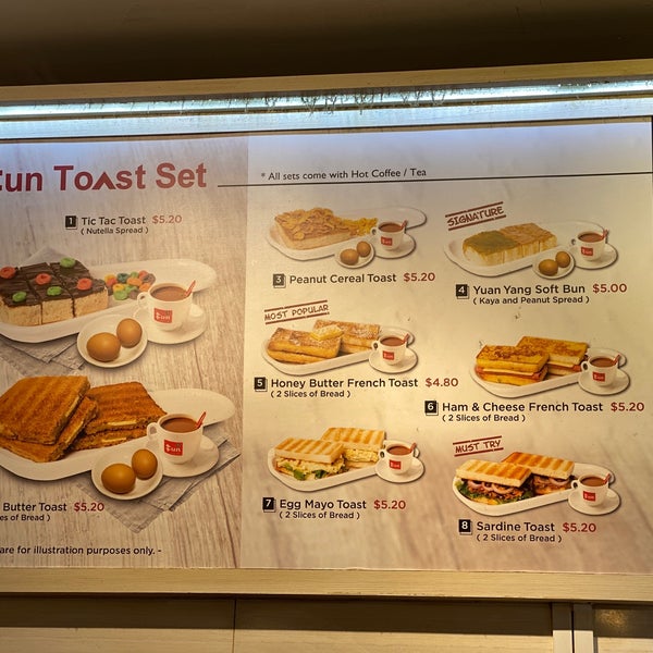 Fun on sale toast menu
