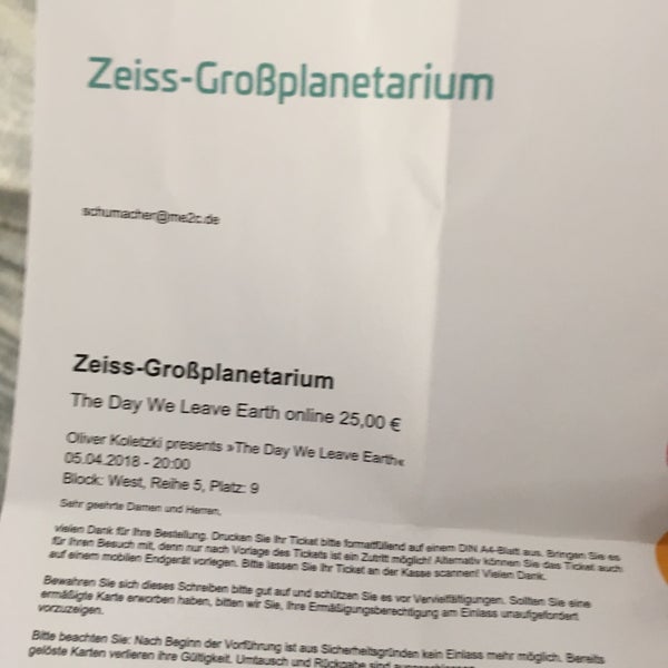 4/5/2018 tarihinde Cihanziyaretçi tarafından Zeiss-Großplanetarium'de çekilen fotoğraf