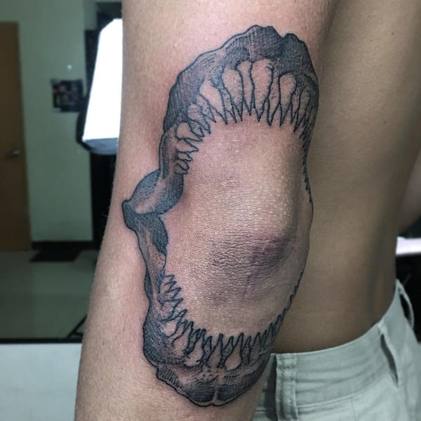 shark jaw tattoo on knee menTikTok Search
