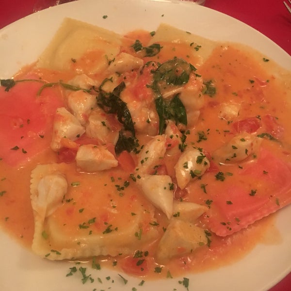 Lobster Ravioli is amazing. Finish it off with the Peanut Butter Cheesecake.