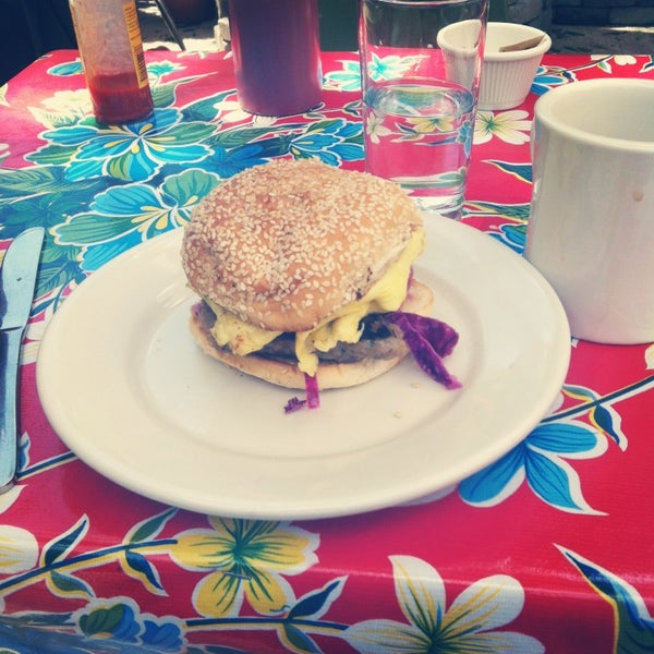 Come for brunch, sit on the sunny back patio and get the breakfast sandwich with eggs and a sausage patty. It's a party