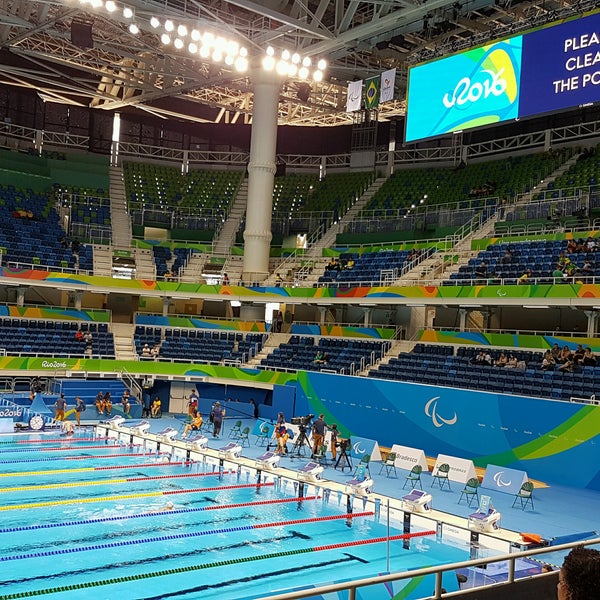 Photo taken at Olympic Aquatics Stadium by Beto C. on 9/9/2016