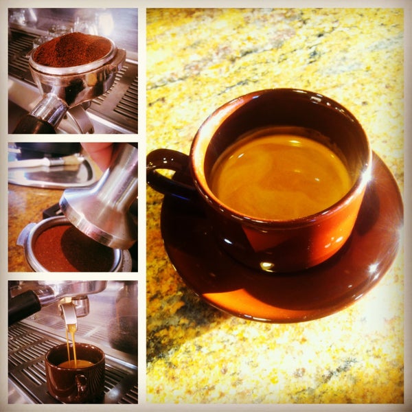 Hand making espresso shots with care each and every time. The way your coffee should be made.