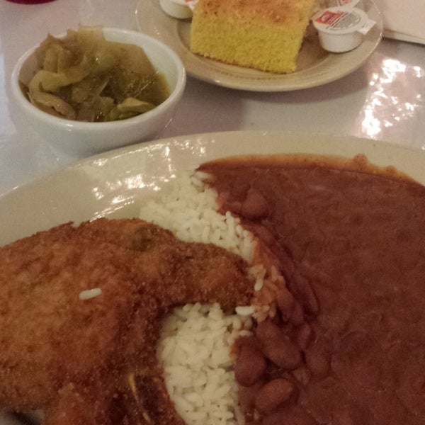 red beans, rice and a fried pork chop - perfect!