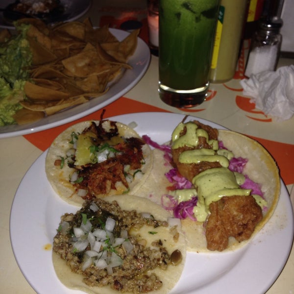 The chorizo verde toluca and the baja crispy fish tacos are really good. Tacos are small so get 3-4 different ones to try.