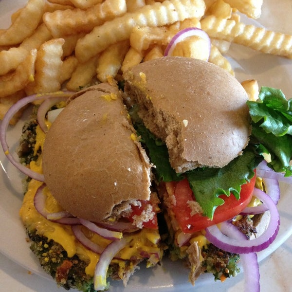 Try their Veggie Burger! It's delicious, and satisfying to everyone! (Including a carnivore)